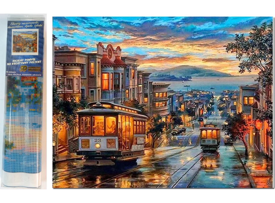 NORIMPEX Diamantové malování Tramvaje ve městě 30x40cm