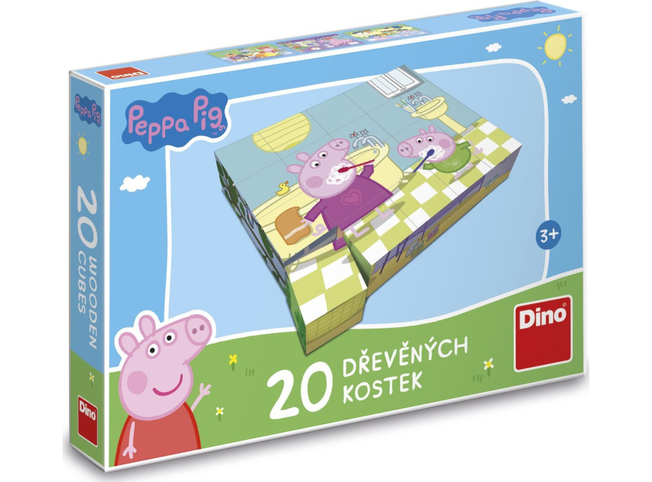 DINO Obrázkové kostky Prasátko Peppa: Veselý den, 20 kostek