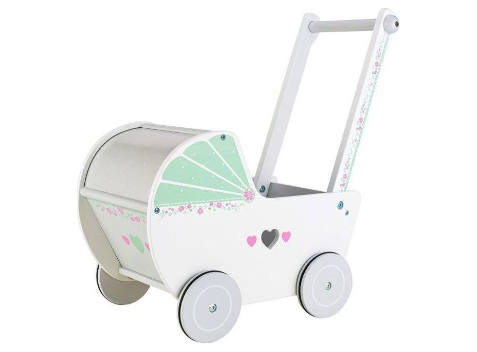ECOTOYS Dětský dřevěný kočárek