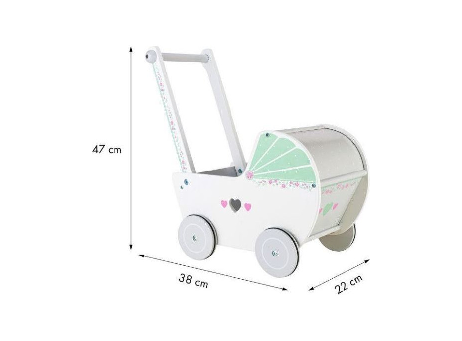ECOTOYS Dětský dřevěný kočárek