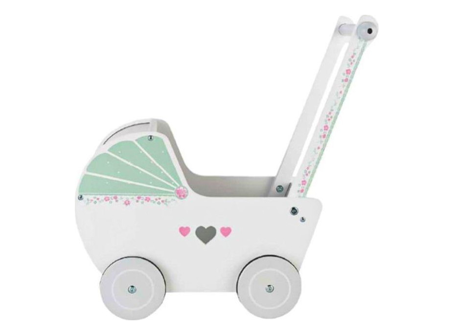 ECOTOYS Dětský dřevěný kočárek