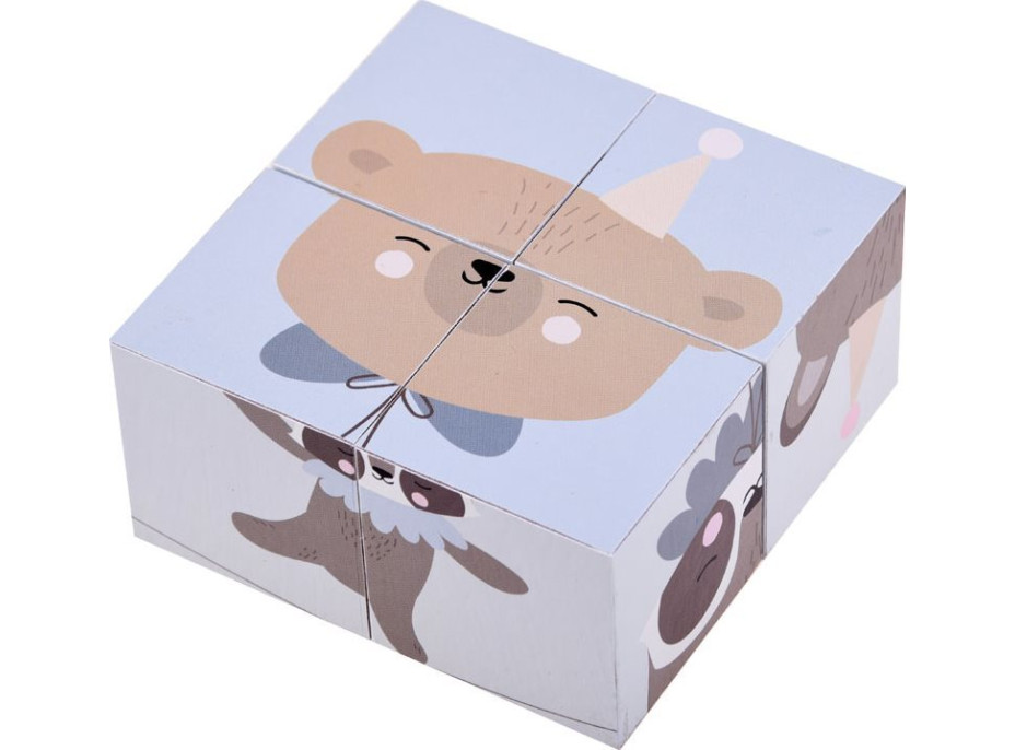 Dřevěné kostky Zvířátka, 4 kostky