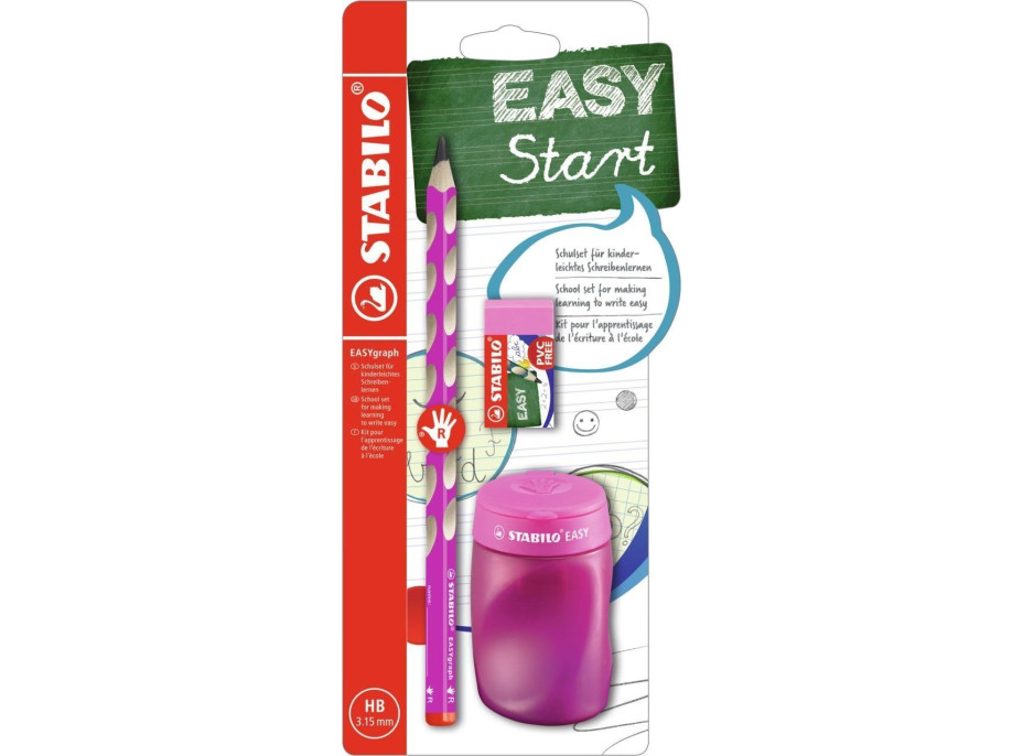 STABILO EASYgraph Školní set pro praváky růžový