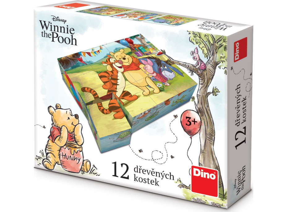 DINO Obrázkové kostky Medvídek Pú, 12 kostek