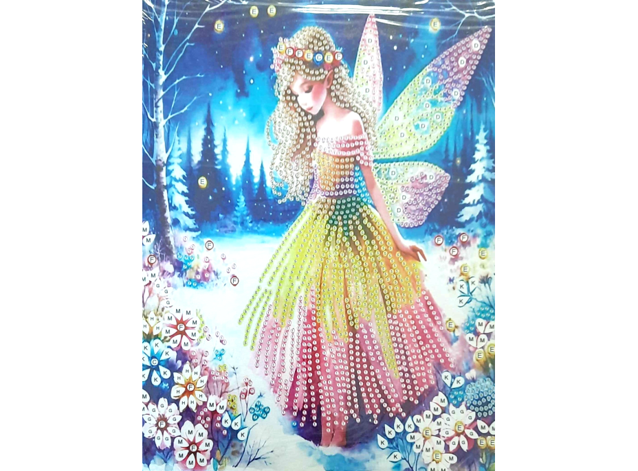 NORIMPEX Diamantové malování na plátně Zimní víla 23x30cm