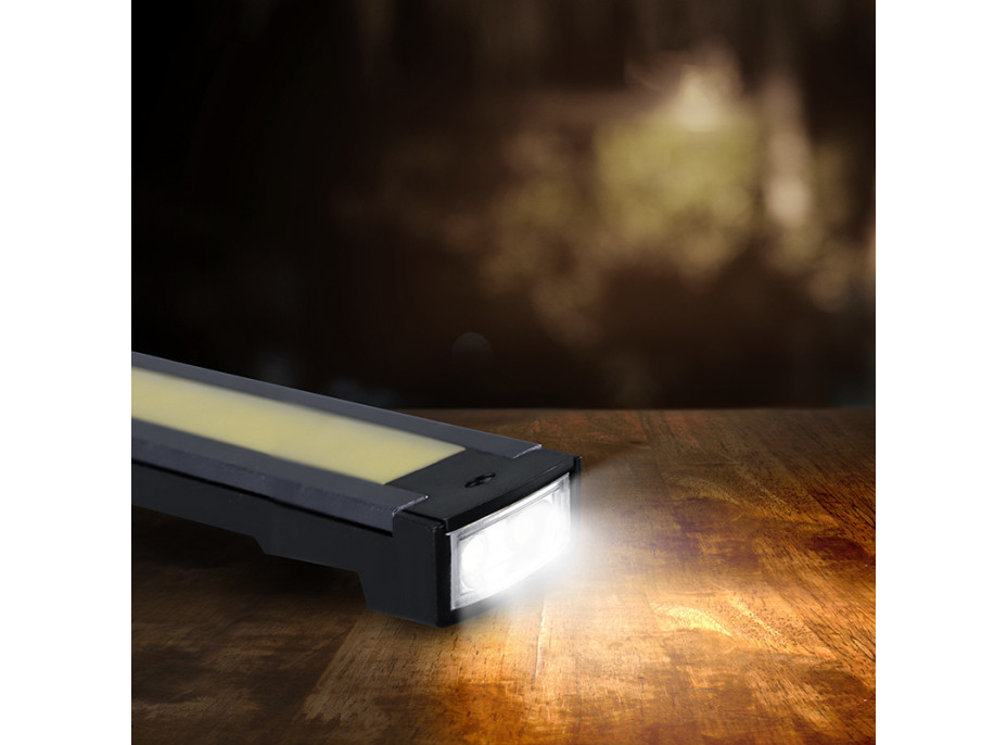 Solight pracovní nabíjecí LED lampa, 500lm + 70lm, COB, Li-Ion, USB, černooranžová