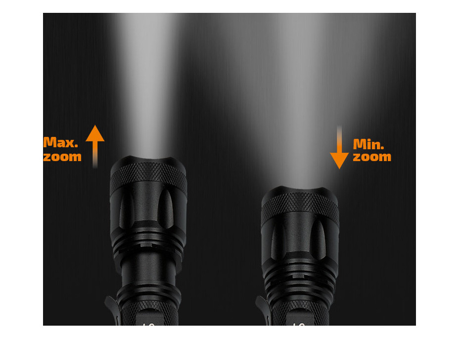 Solight LED nabíjecí svítilna, 600lm, Cree XM-L2 T6, zoom, Li-Ion