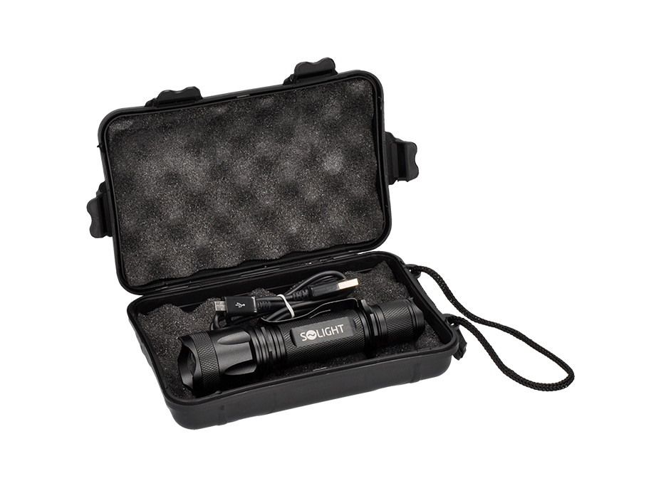 Solight LED nabíjecí svítilna, 600lm, Cree XM-L2 T6, zoom, Li-Ion