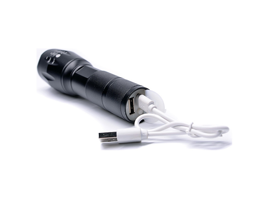 Solight LED nabíjecí svítilna, 300lm, Cree, zoom, power banka, Li-Ion