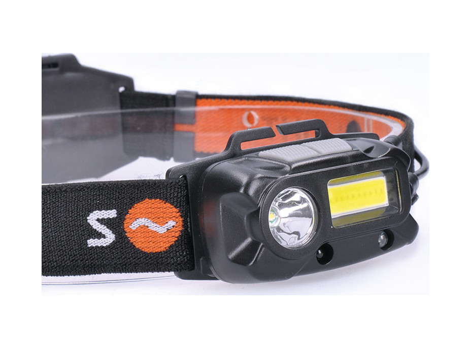 Solight LED čelová nabíjecí svítilna, 3W + COB,150 + 60lm, Li-Ion