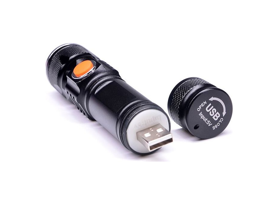 Solight LED nabíjecí kapesní svítilna, 200lm, 3W, zoom, Li-Ion
