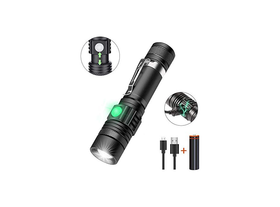 Solight LED nabíjecí svítilna s cyklo držákem, 400lm, zoom, Li-Ion