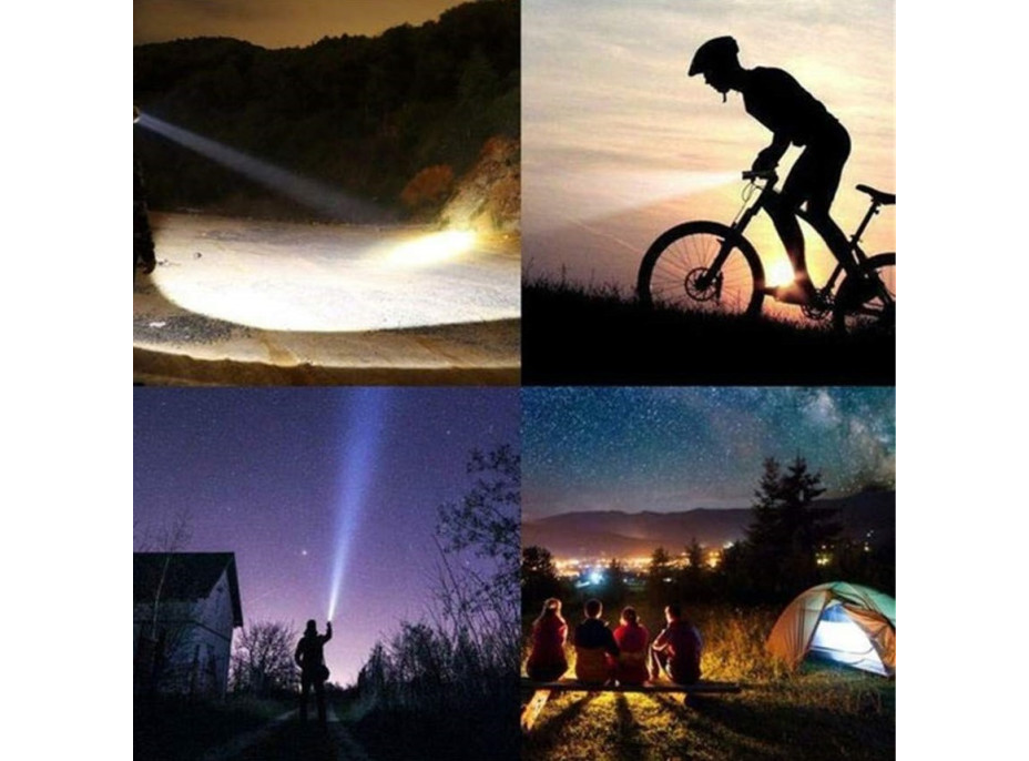 Solight LED nabíjecí svítilna s cyklo držákem, 400lm, zoom, Li-Ion