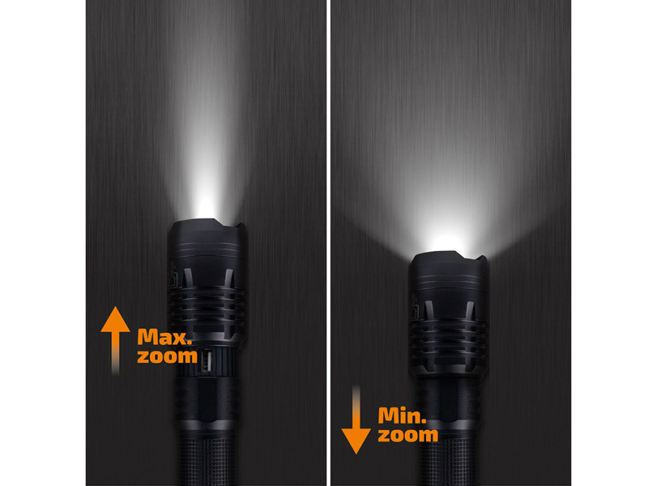 Solight LED nabíjecí svítilna, 1400lm, zoom, power bank, dárkové balení, Li-Ion