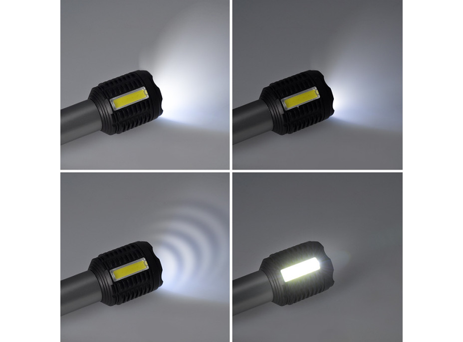 Solight LED nabíjecí ruční svítilna, 150+150lm, Li-Ion
