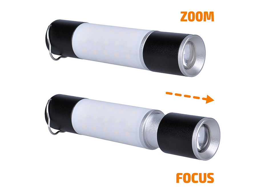 Solight LED nabíjecí ruční svítilna s kampingovou lucernou, 250lm, power bank, Li-Ion