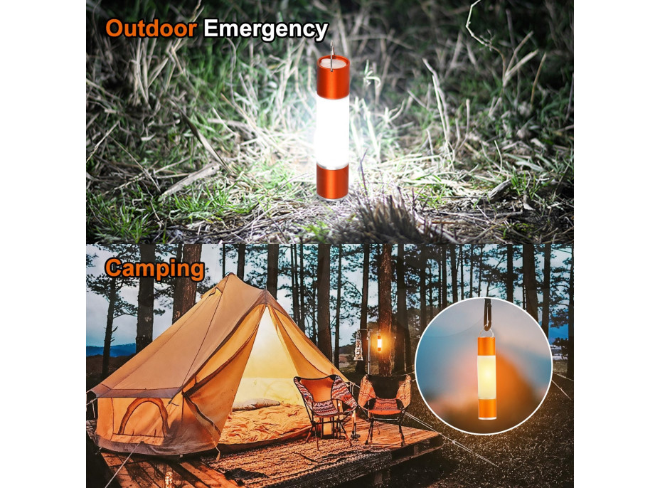 Solight LED nabíjecí ruční svítilna s kampingovou lucernou, 250lm, power bank, Li-Ion