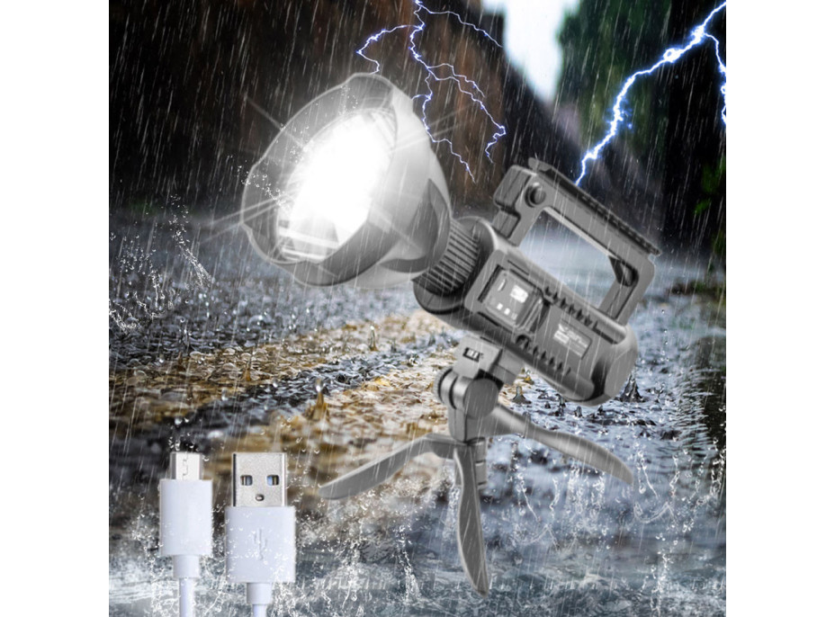 Solight LED nabíjecí ruční svítilna s power bankem, 800lm, Li-Ion
