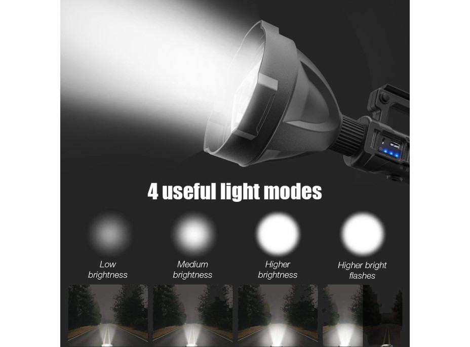 Solight LED nabíjecí ruční svítilna s power bankem, 800lm, Li-Ion