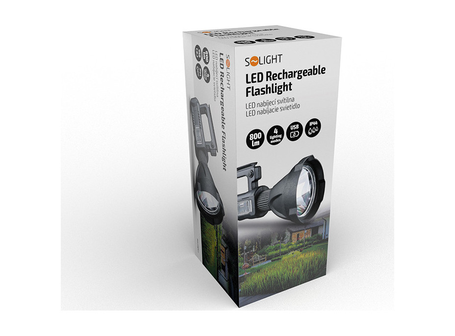 Solight LED nabíjecí ruční svítilna s power bankem, 800lm, Li-Ion