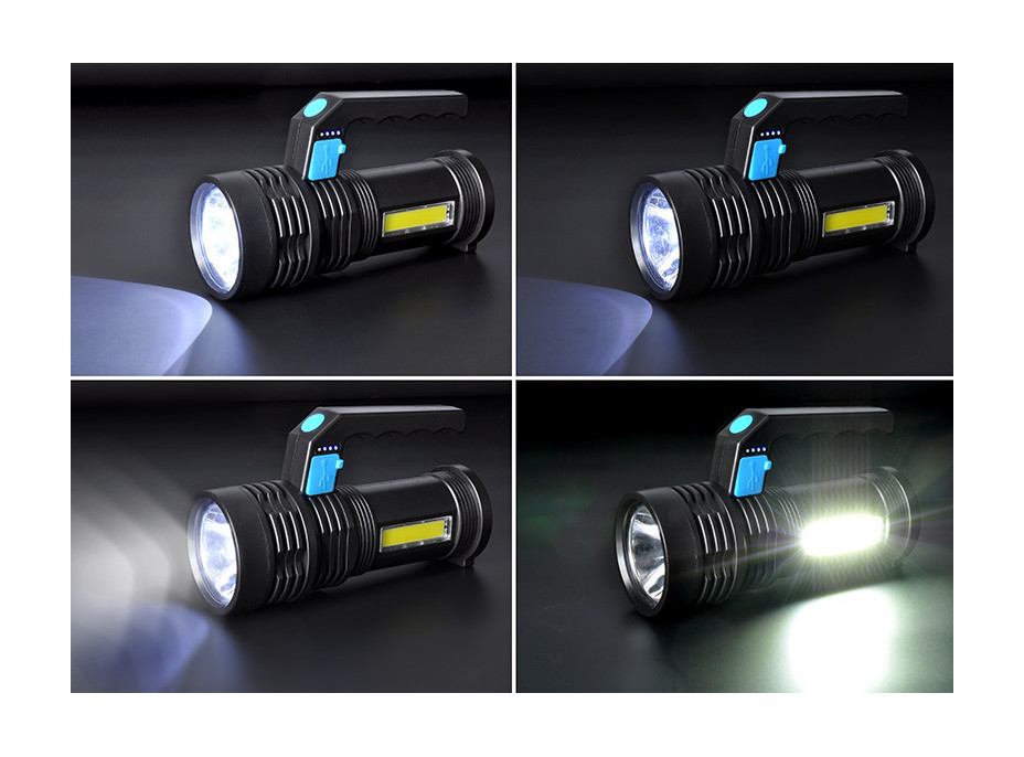 Solight LED nabíjecí svítilna s rukojetí a bočním světlem, 150+100lm, Li-Ion
