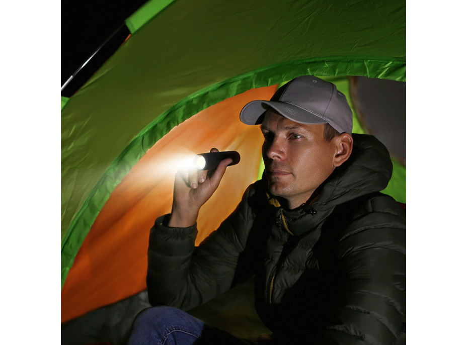 Solight LED nabíjecí kapesní svítilna, 120lm, Li-Ion, USB, hliník, černá