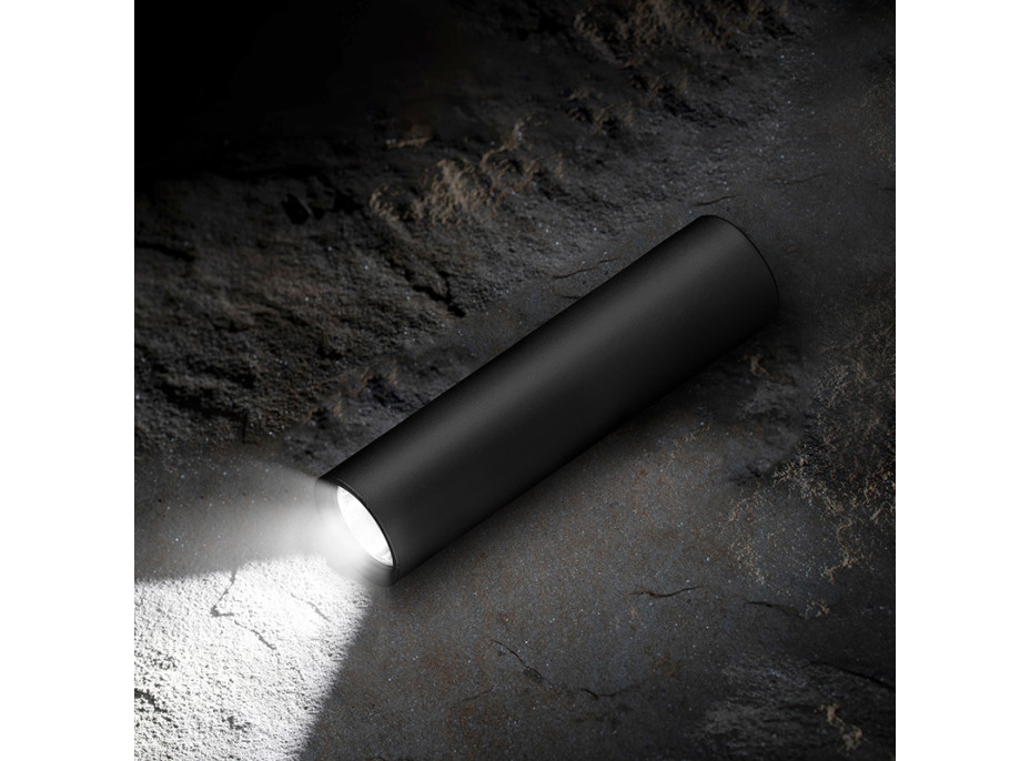 Solight LED nabíjecí kapesní svítilna, 120lm, Li-Ion, USB, hliník, černá