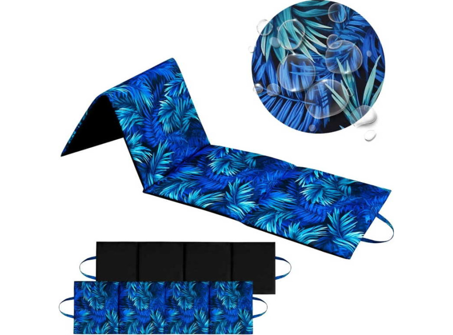 Oboustranná plážová podložka 180x50x3 cm - černá/Blue Passion