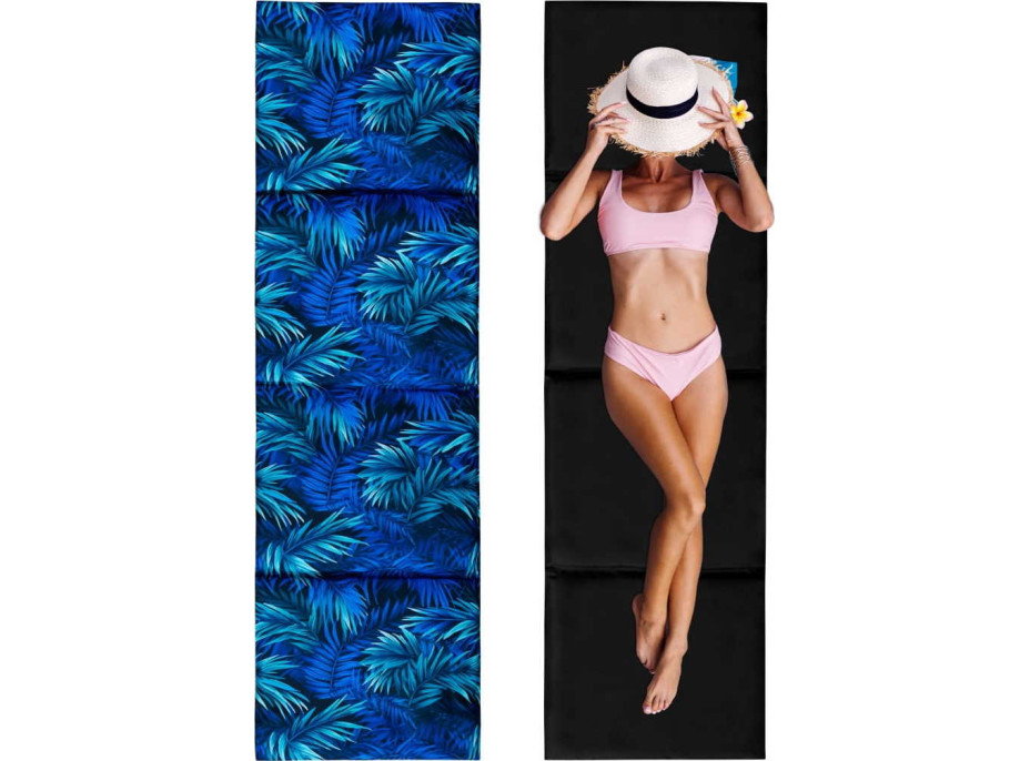 Oboustranná plážová podložka 180x50x3 cm - černá/Blue Passion
