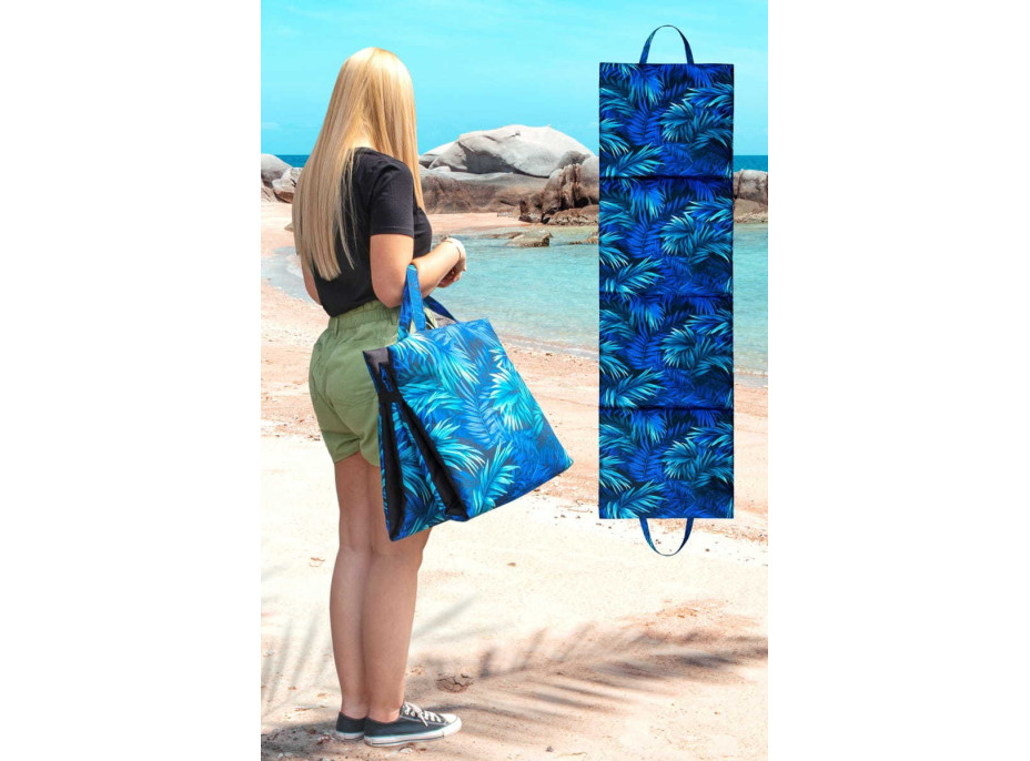 Oboustranná plážová podložka 180x50x3 cm - černá/Blue Passion