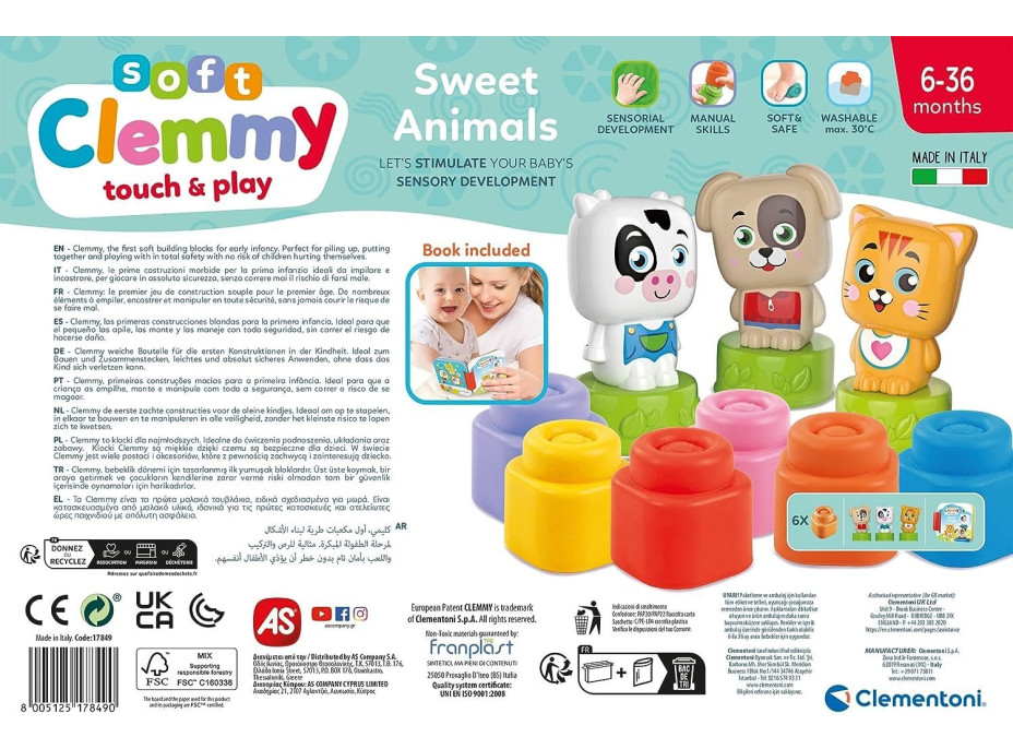 CLEMENTONI Soft Clemmy Hrací sada s knížkou Milá zvířátka