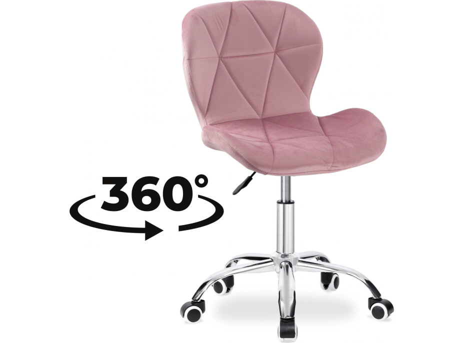 Dětská otočná židle SPINER Velvet - růžová