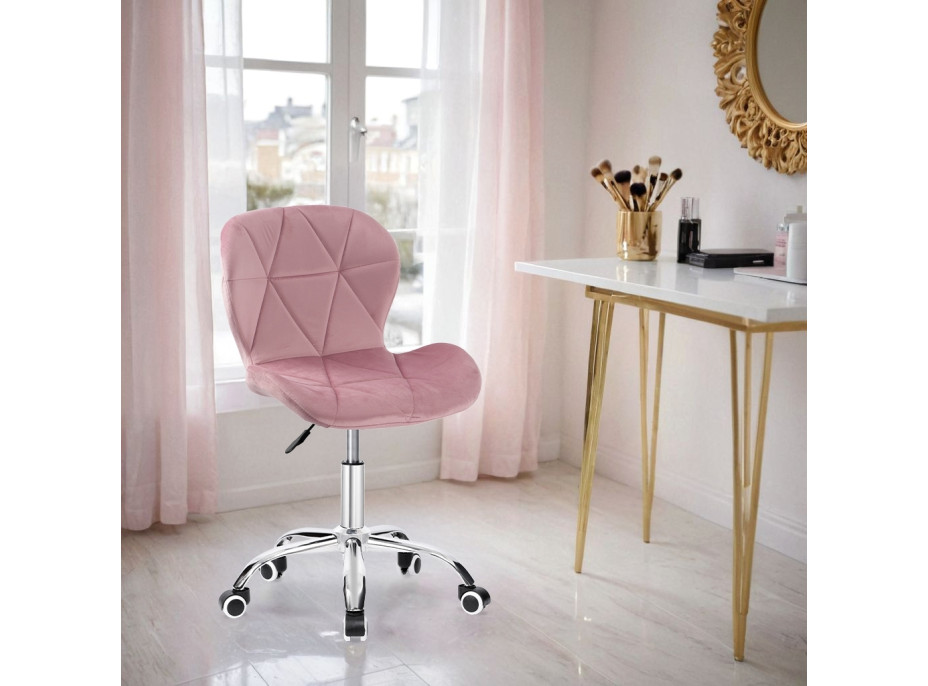 Dětská otočná židle SPINER Velvet - růžová