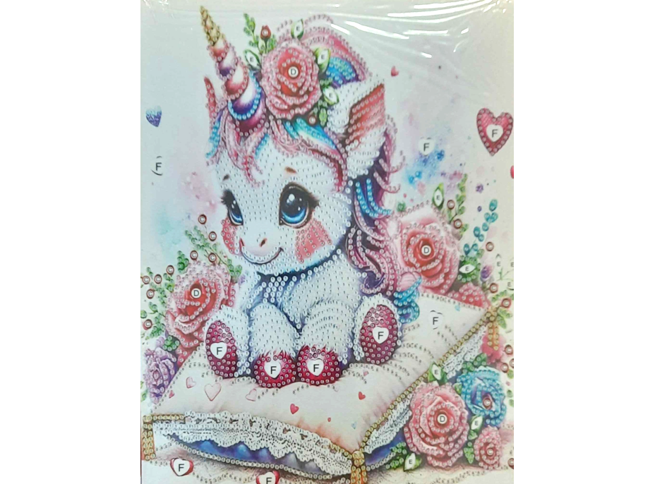 NORIMPEX Diamantové malování na plátně Květinový jednorožec 23x30cm