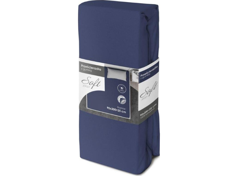 Jersey prostěradlo SOFT 200x90 cm + 25cm - modré