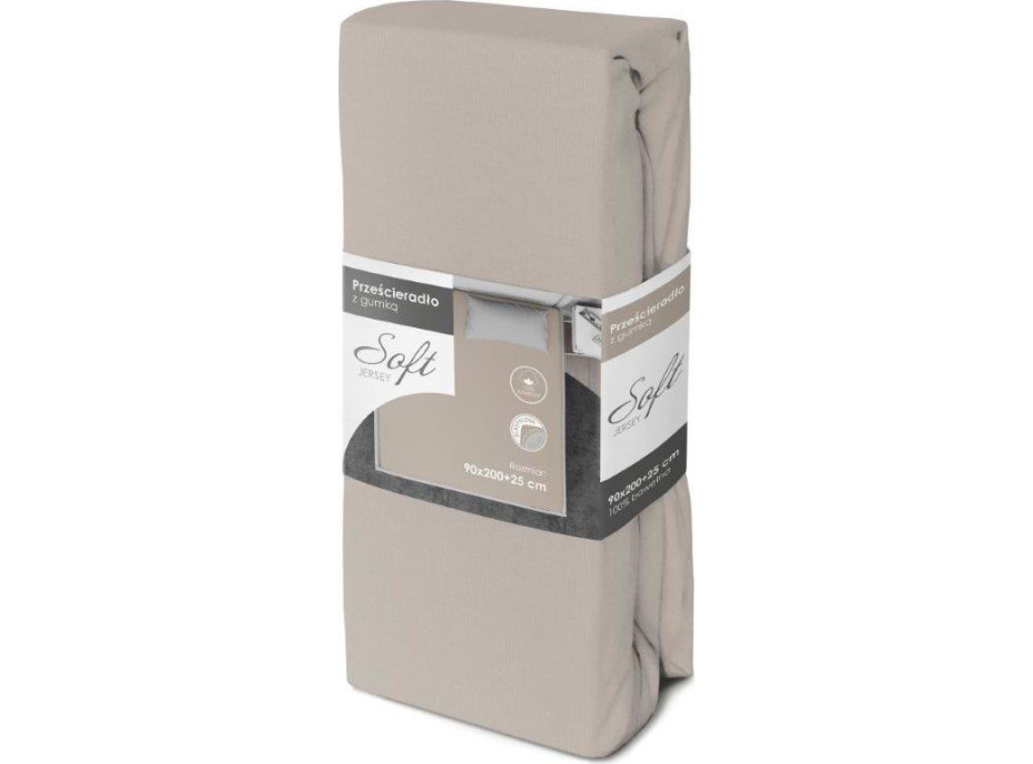 Jersey prostěradlo SOFT 200x90 cm + 25cm - šedé