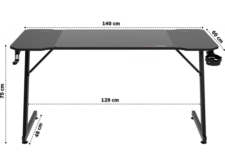 Herní stůl SHADOW GAMER 1.0 140 cm