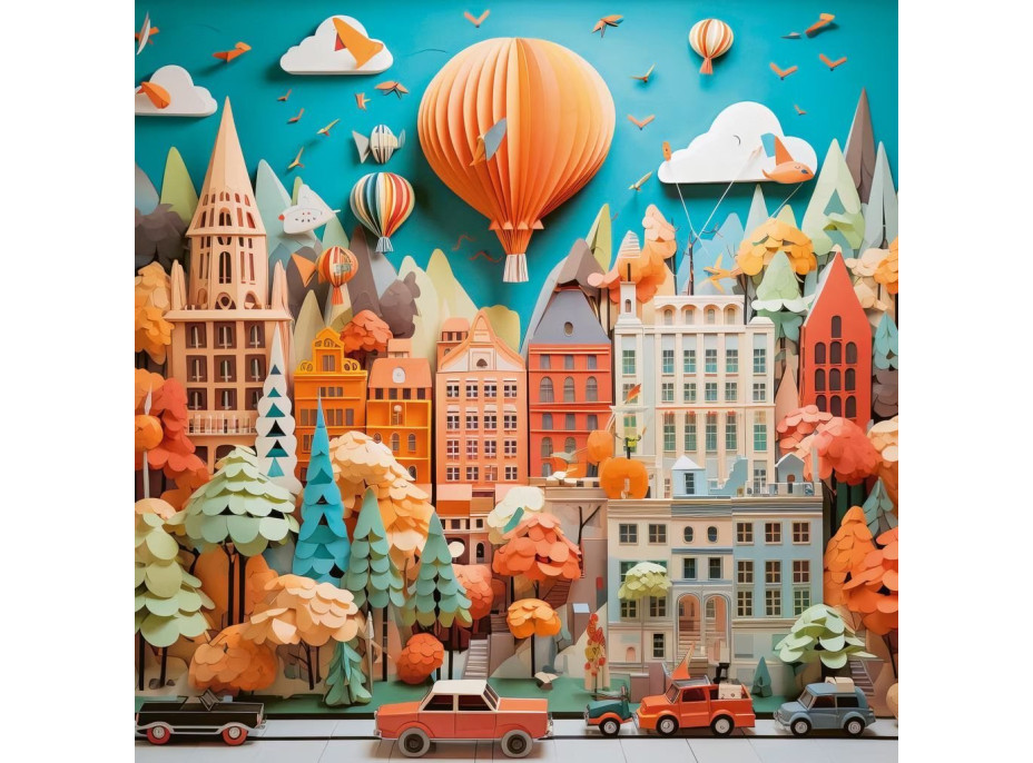 HEYE Čtvercové puzzle Paper-Like: Městská krajina 1000 dílků