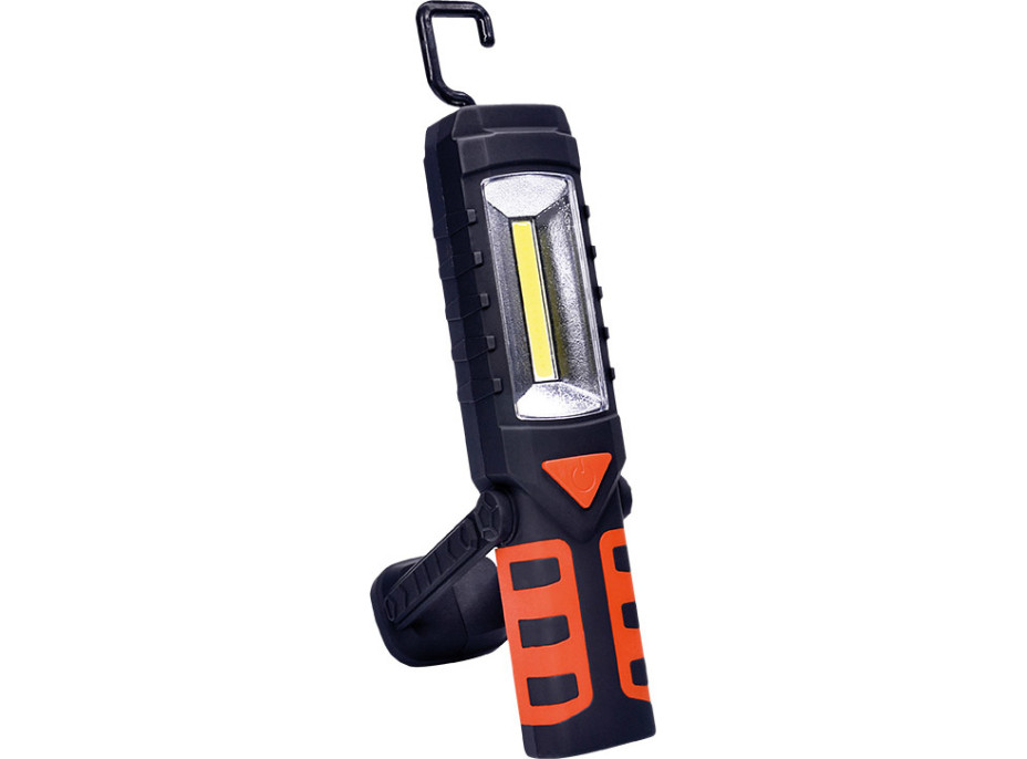 Solight multifunkční nabíjecí LED lampa, 3W COB, 250 + 40lm, Li-Ion, USB, černooranžová