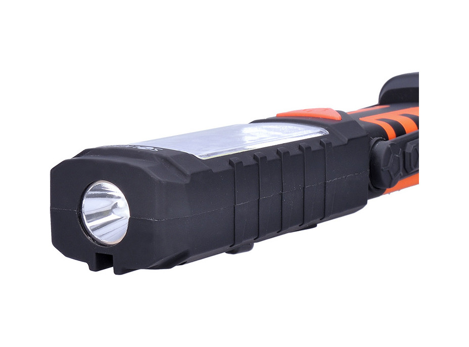 Solight multifunkční nabíjecí LED lampa, 3W COB, 250 + 40lm, Li-Ion, USB, černooranžová