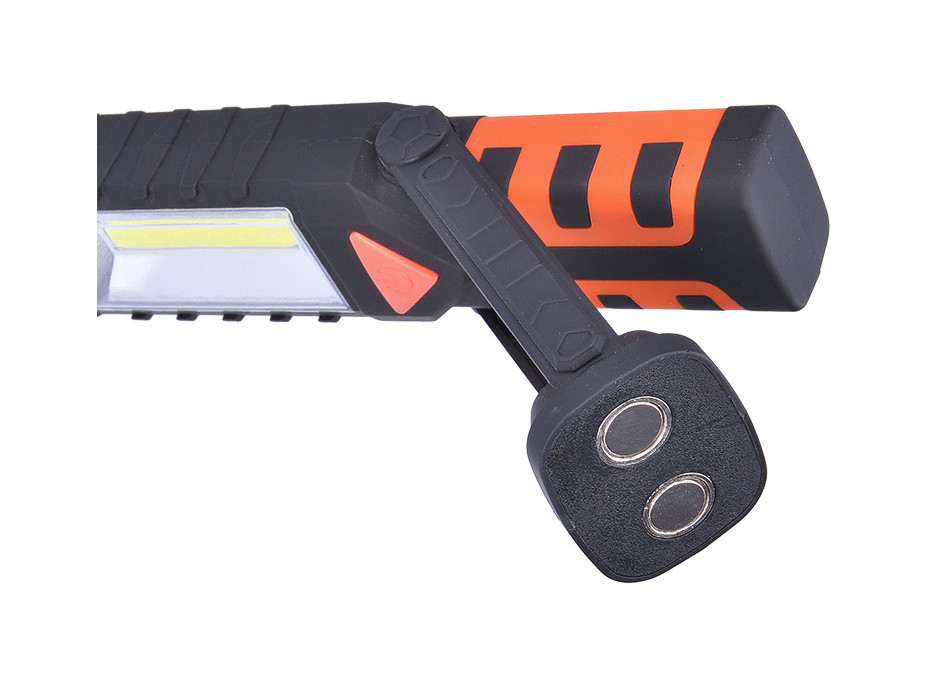 Solight multifunkční nabíjecí LED lampa, 3W COB, 250 + 40lm, Li-Ion, USB, černooranžová