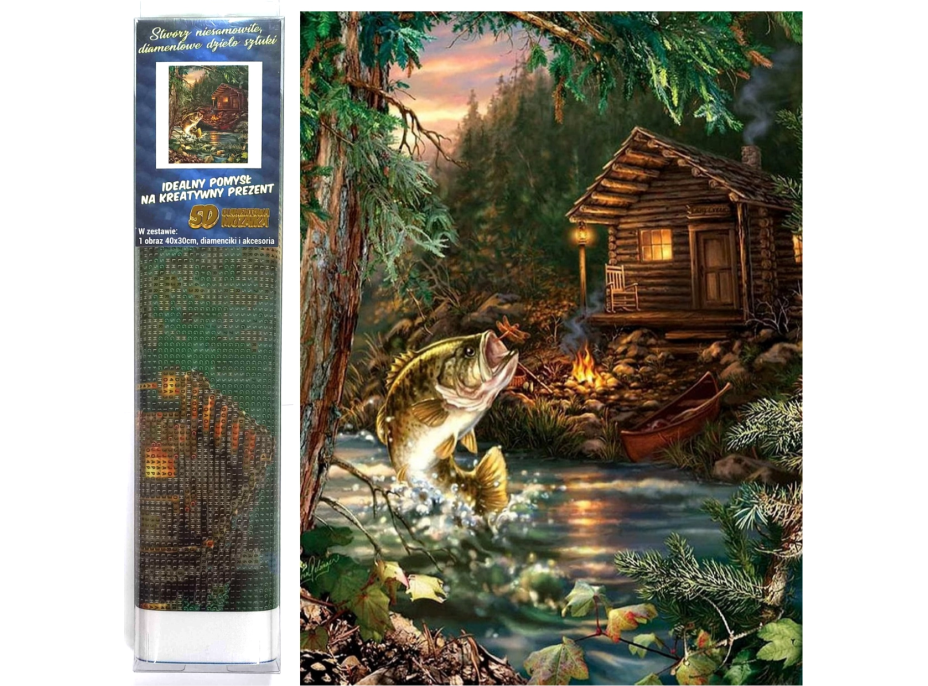 NORIMPEX Diamantové malování Rybářská chata 30x40cm