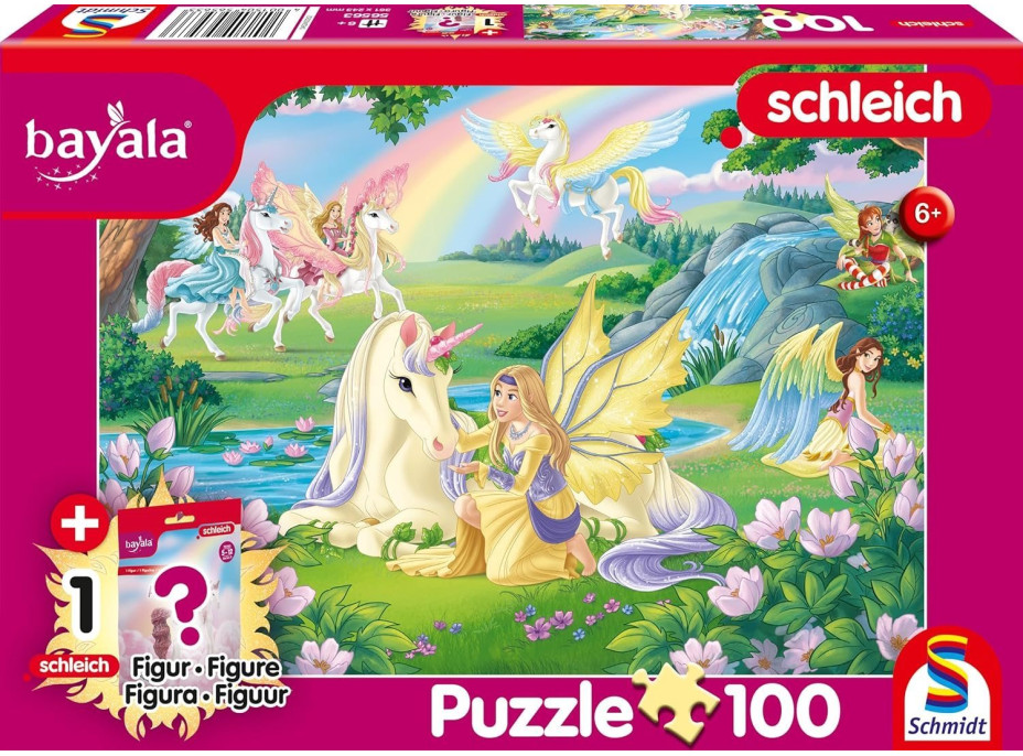 SCHMIDT Puzzle Bayala: Magičtí jednorožci 100 dílků + figurka Schleich