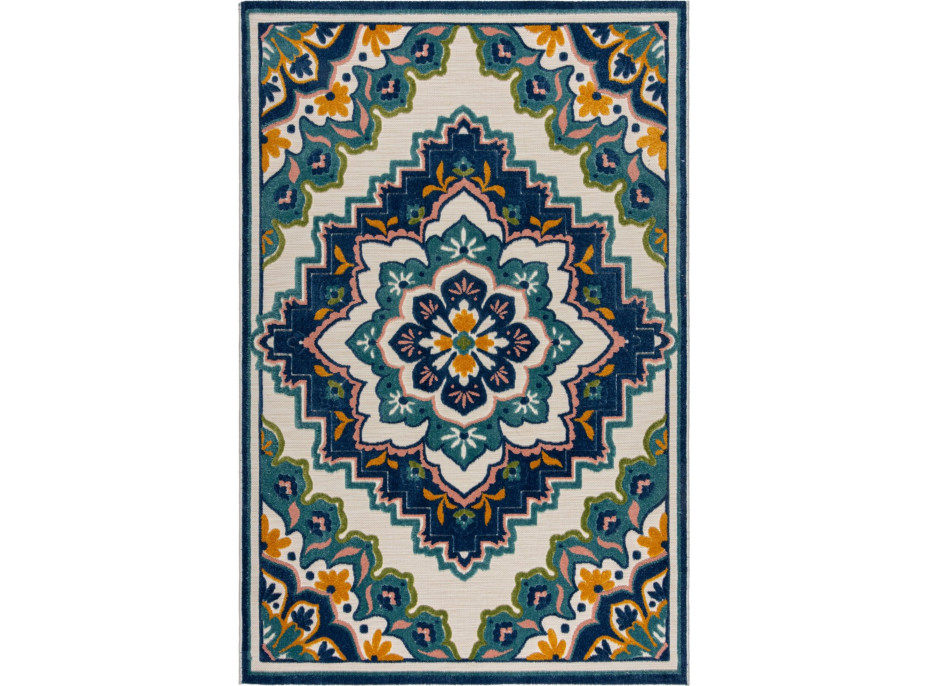 Kusový koberec Miami Beach Floral Blue – na ven i na doma