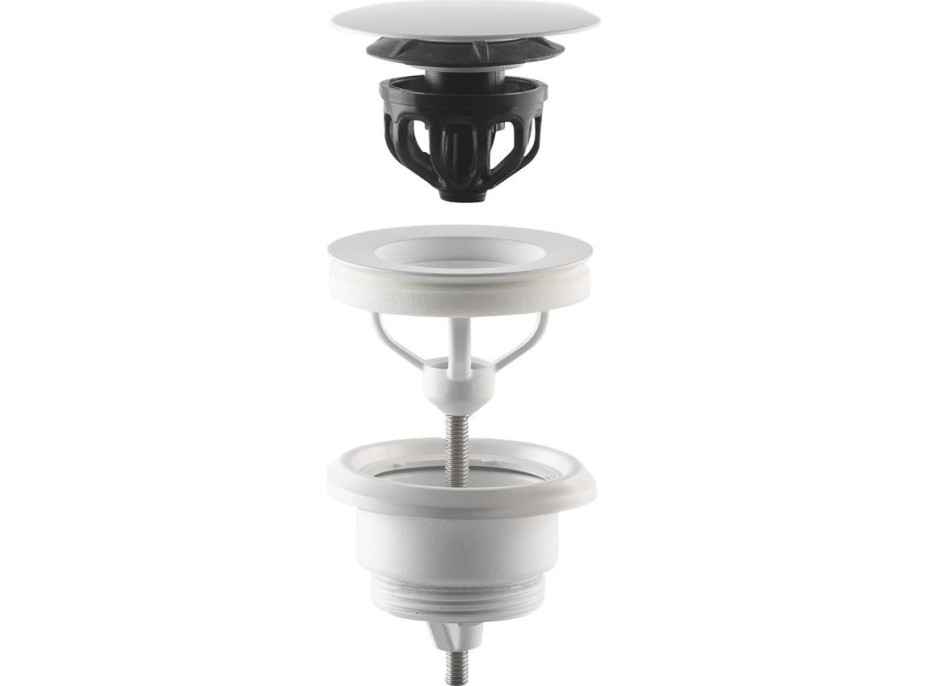 Omp Tea Umyvadlová výpust 5/4“, click-clack, velká zátka, 10-45mm, bílá mat 7532.310.5XD