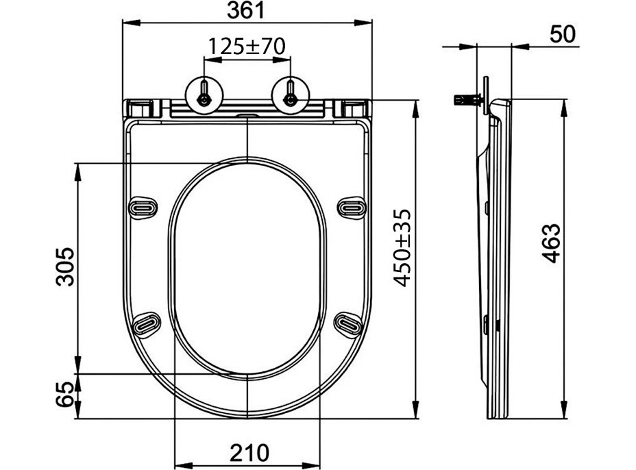 Sapho AVIS WC sedátko, SLIM, Soft Close, Easy Take, bílá PCS106