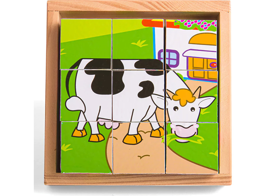 Bigjigs Toys Obrázkové kostky kubusy Zvířátka 9 kostek