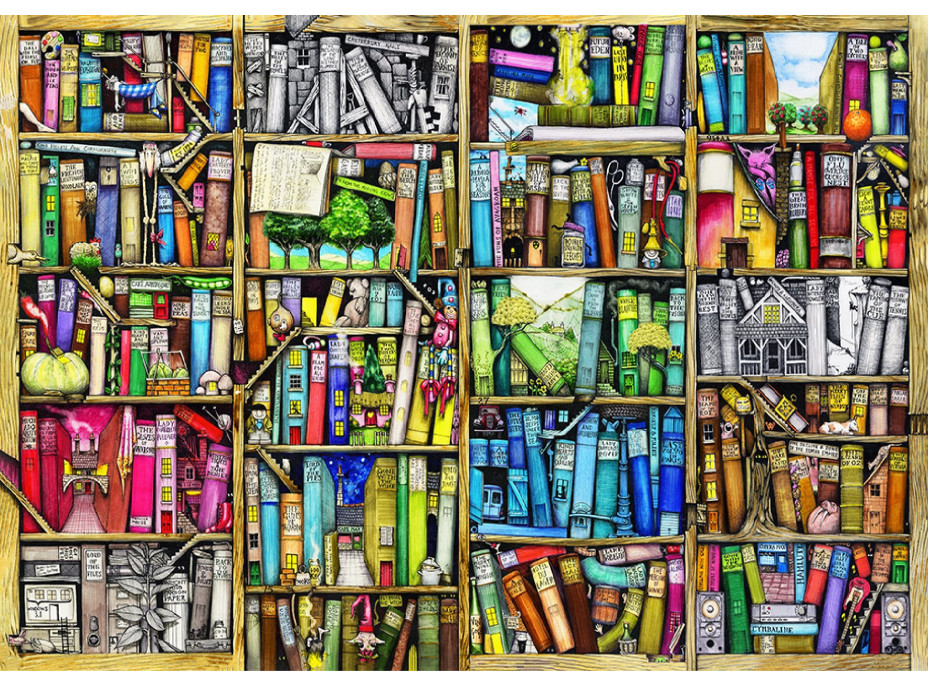 WOODEN CITY Dřevěné puzzle Police s knihami 1010 dílků