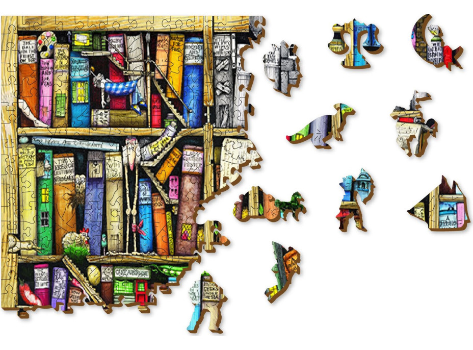 WOODEN CITY Dřevěné puzzle Police s knihami 1010 dílků