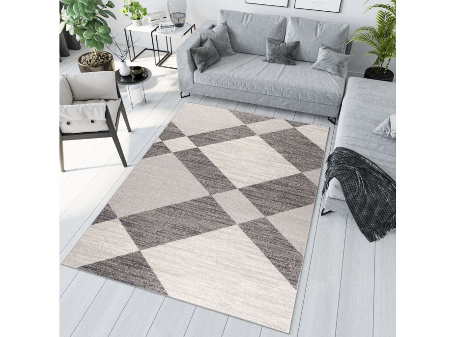 Kusový koberec SARI Geometry - tmavě šedý/šedý